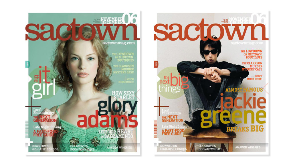 Initial mock cover designs for Sactown magazine. 2006