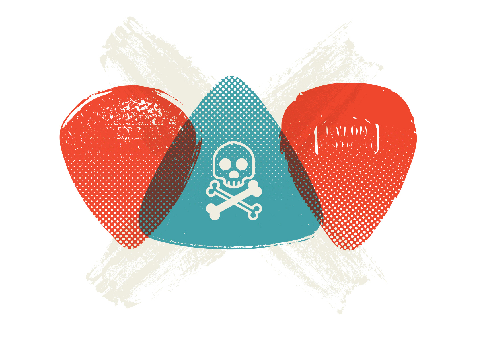 Spot illustration of guitar picks by Jason Malmberg for The Little Book of Rock and Roll Wisdom