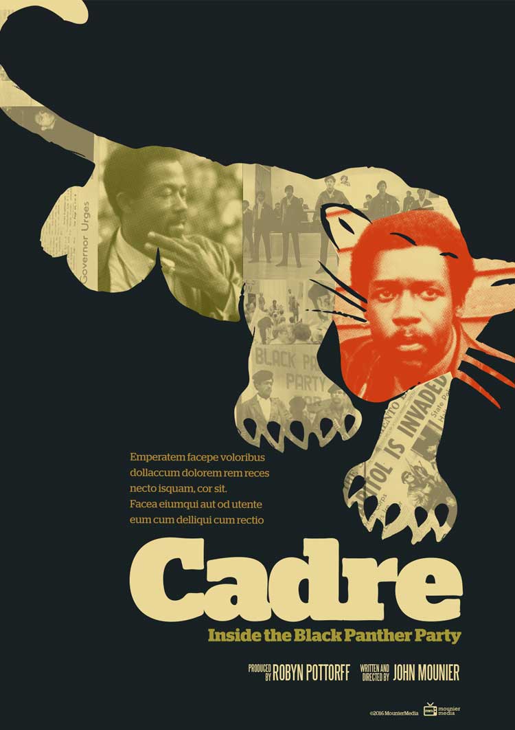 Cadre:Inside the Black Panther Party movie poster by John Mounier for Mounier Media, designed by Jason Malmberg