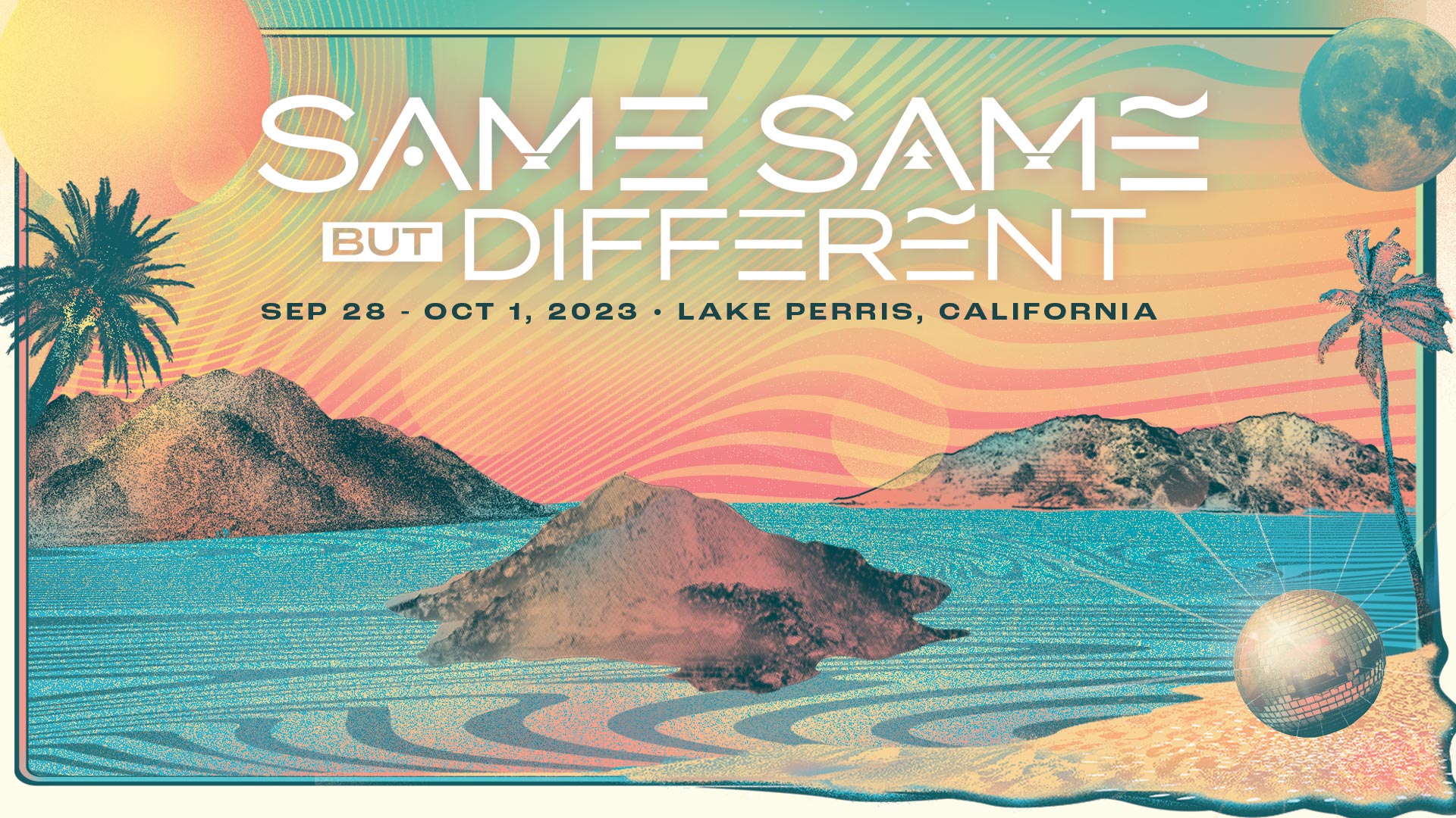 Psychedelic Illustration of Lake Perris, Callifornia by Jason Malmberg for Same Same But Different Festival 2023